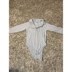 Old Navy Baby Boy Gray Long Sleeve Henley Bodysuit 6–12 Months